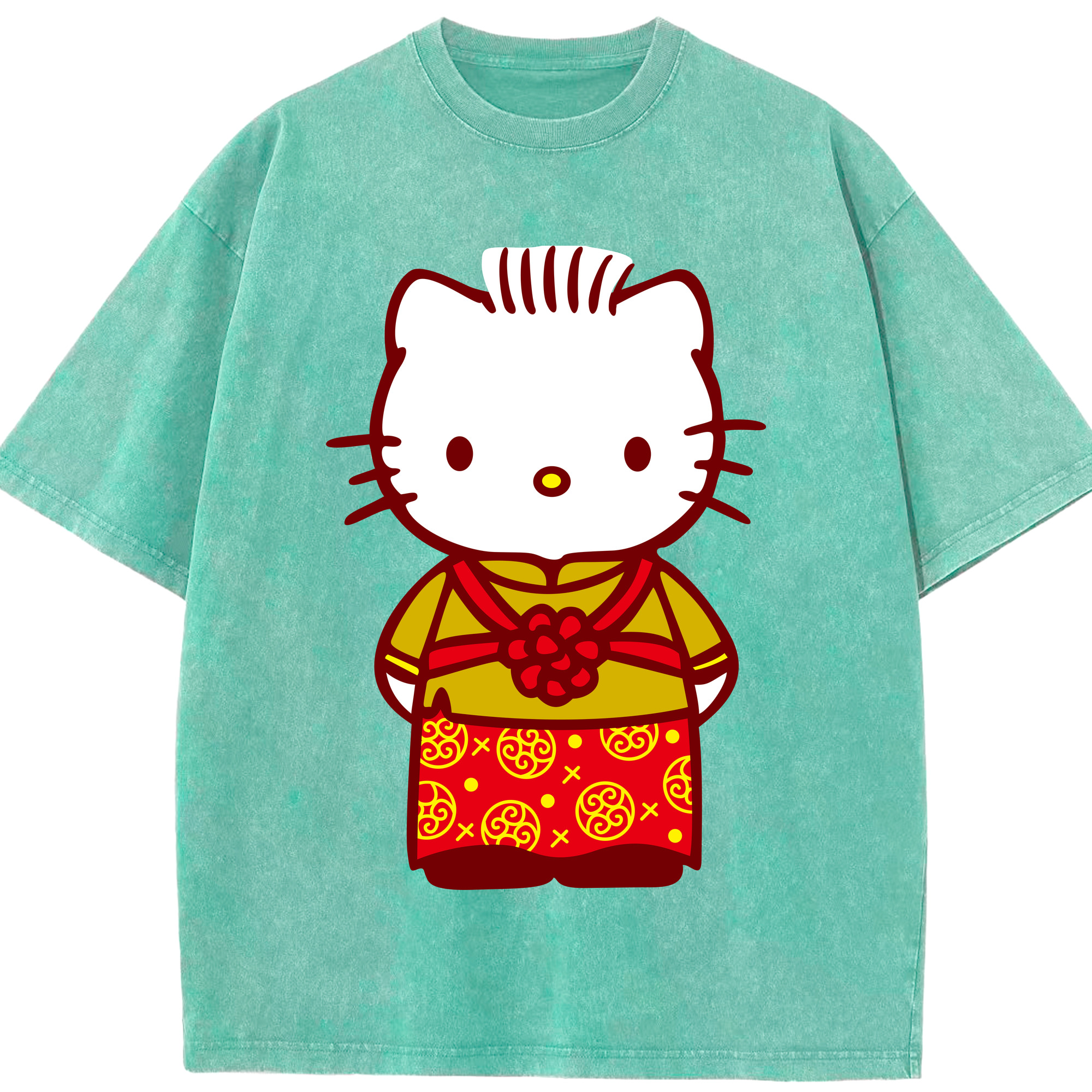 （画像用） Hello Kitty ハローキティ 綿100% ヴィンテージ風 半袖Tシャツ（フロントプリント）
